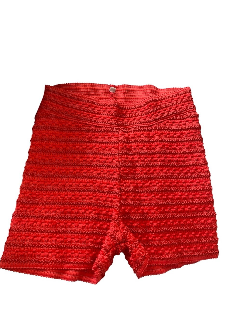 Red Crochet High-Waist Women’s Shorts